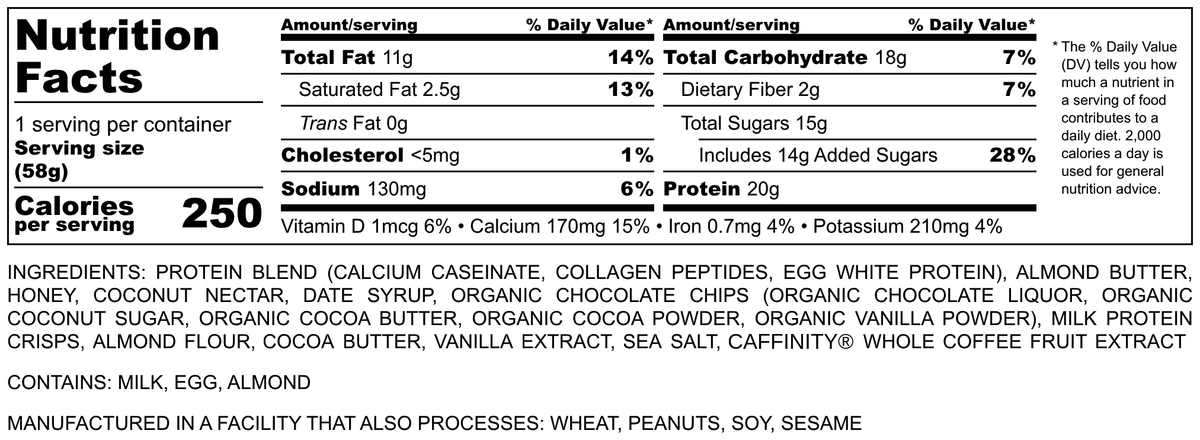 Nutrition Facts and ingredients for Bold Bar Mocha Crisp