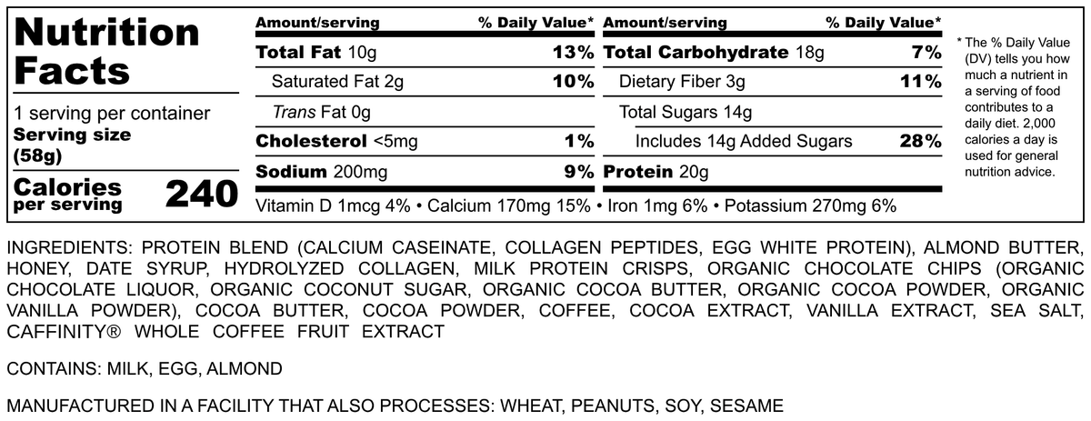 Nutrition Facts and ingredients for Bold Bar Mocha Crisp