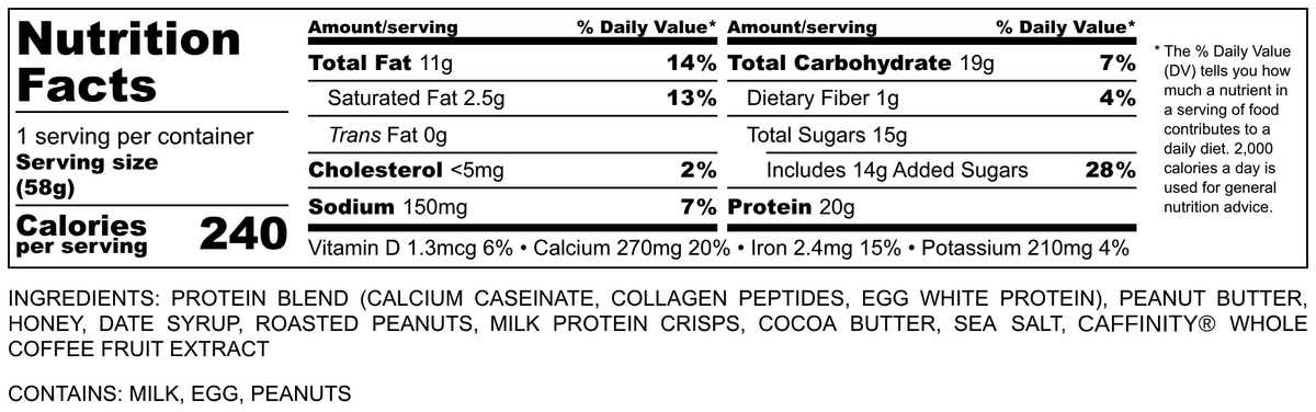 Nutrition Facts and ingredients for Bold Bar Mocha Crisp